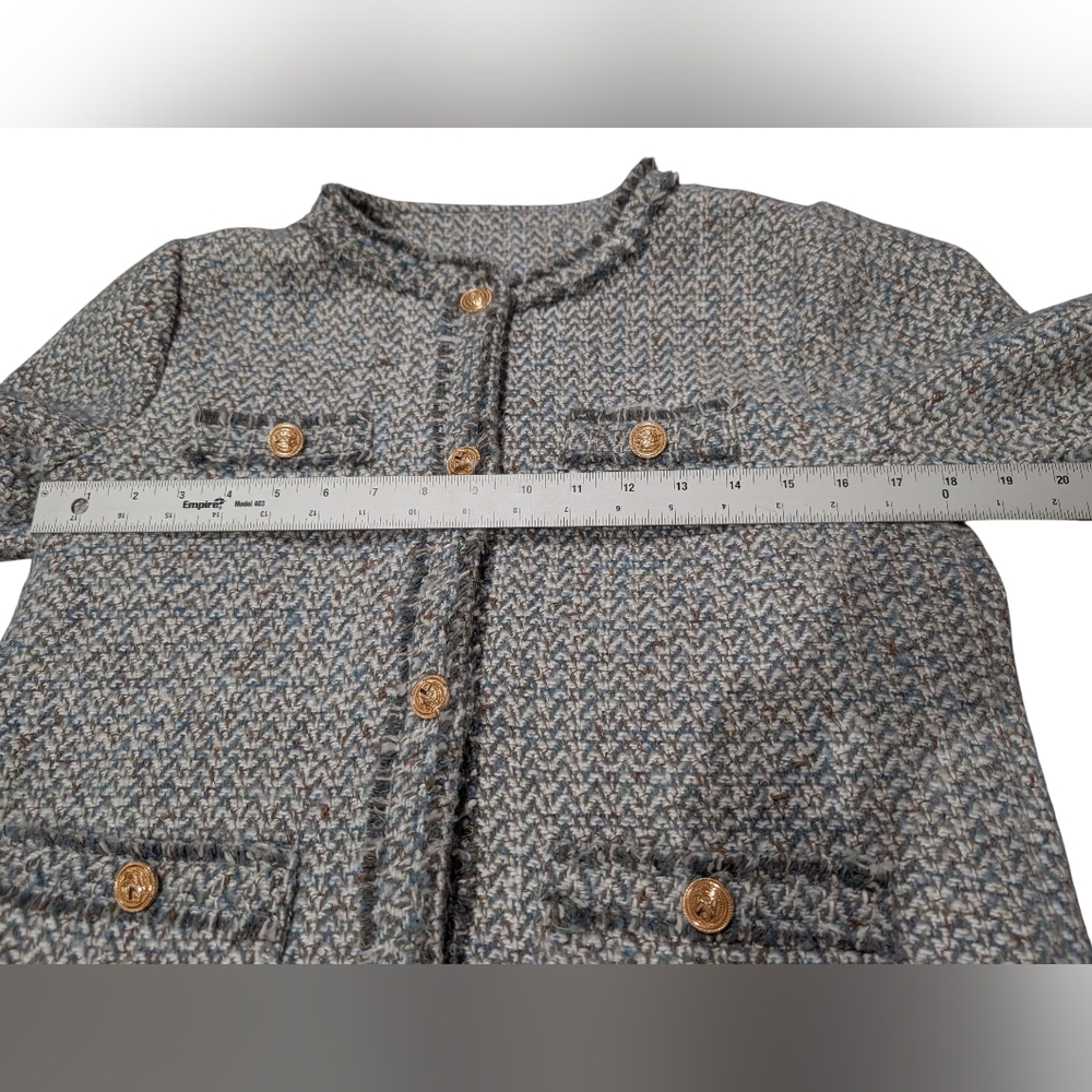 Chouyatou Women's Houndstooth Tweed Jacket Button Down Fringed Tassel Sz Small - Picture 9 of 11